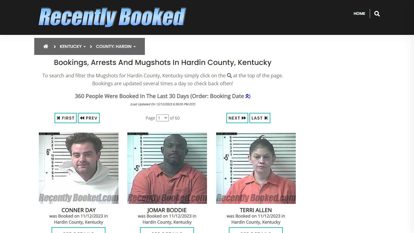 Recent bookings, Arrests, Mugshots in Hardin County, Kentucky